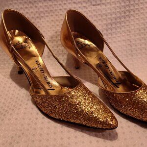Town-Aires, Custom Quality, Gold Glitter, Shoes, Heels